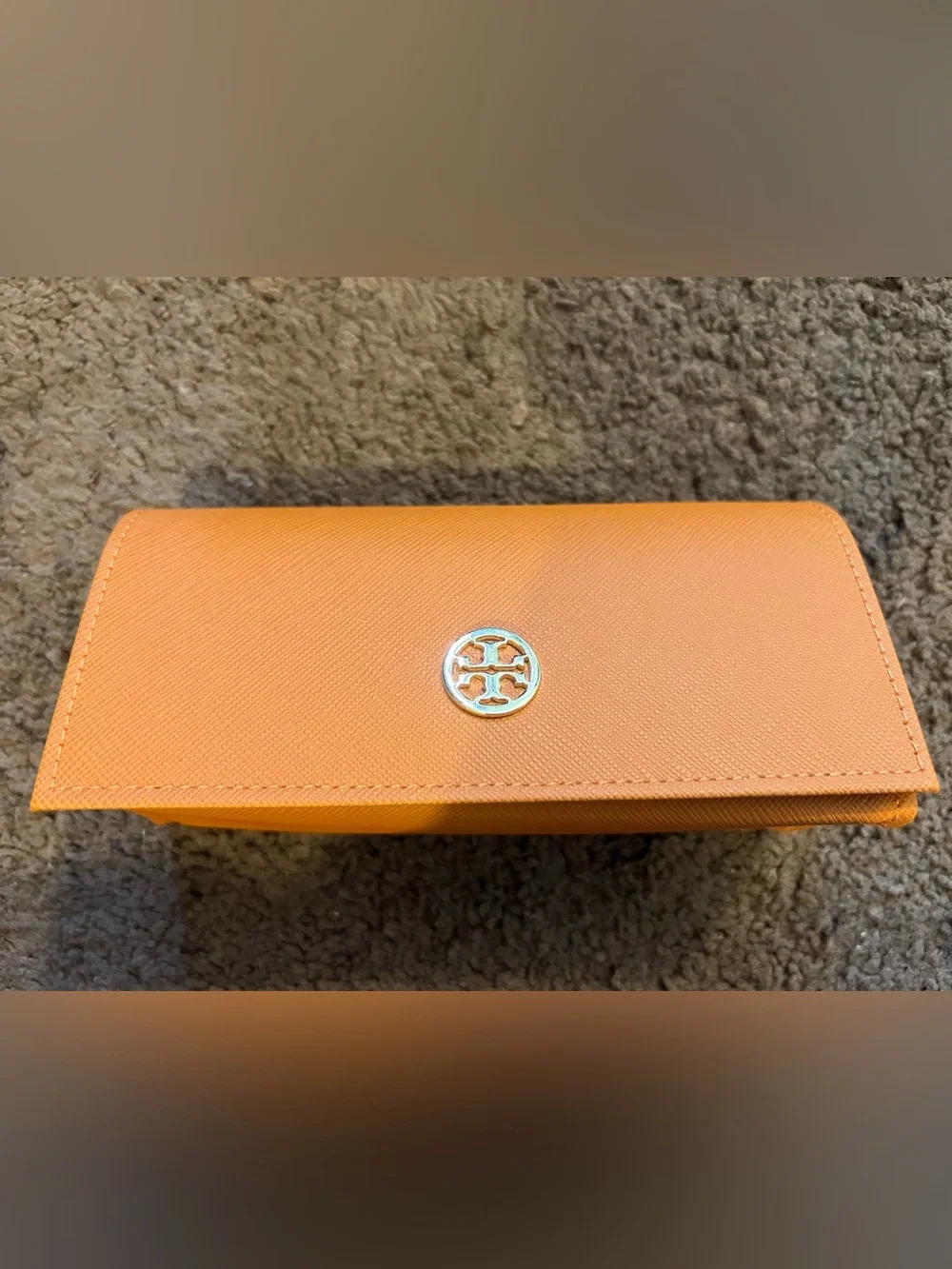 Tory Burch Orange Saffiano glasses case